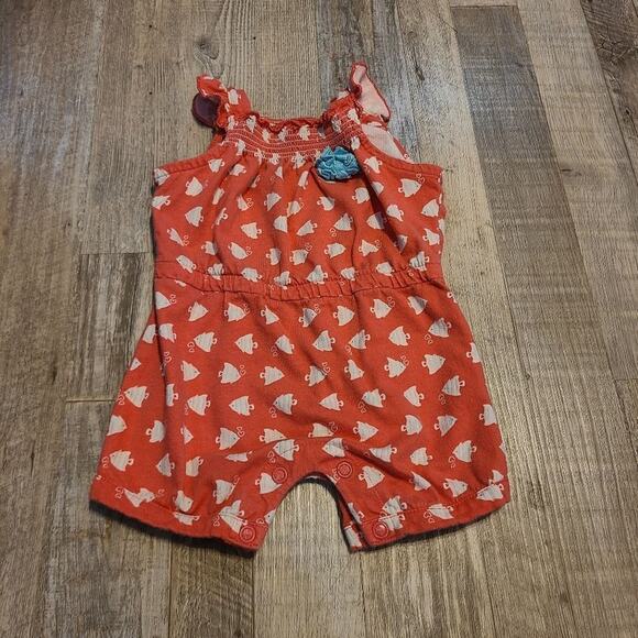 Carter's Child of Mine girls 0-3 months spaghetti strap short sleeve romper - Picture 1 of 4